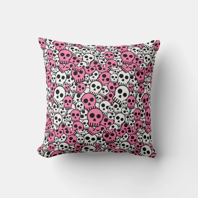 Pink Gothic Skull Pattern Print Kissen (Vorderseite)