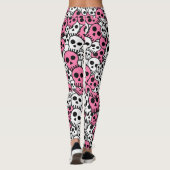 Pink Gothic Skull Pattern Print Leggings (Rückseite)