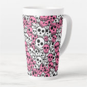 Pink Gothic Skull Pattern Print Milchtasse (Rechte Ecke)