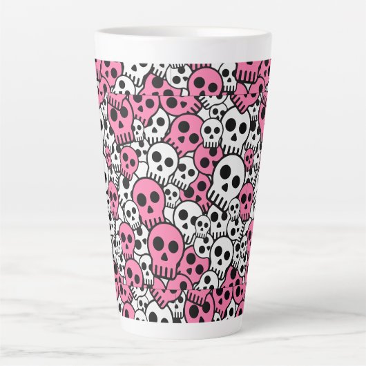 Pink Gothic Skull Pattern Print Milchtasse (Vorderseite)