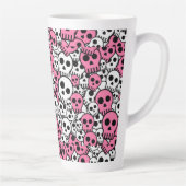 Pink Gothic Skull Pattern Print Milchtasse (Rechts)