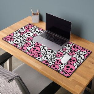 Pink Gothic Skull Pattern Print Schreibtischunterlage