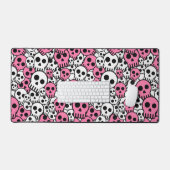 Pink Gothic Skull Pattern Print Schreibtischunterlage (Tastatur & Maus)