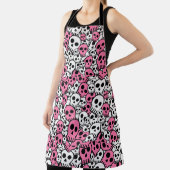 Pink Gothic Skull Pattern Print Schürze (InSitu)