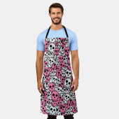 Pink Gothic Skull Pattern Print Schürze (Getragen)