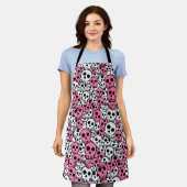 Pink Gothic Skull Pattern Print Schürze (Getragen)