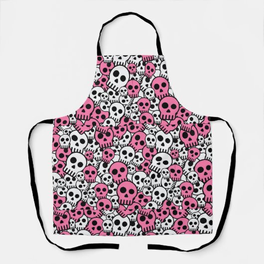 Pink Gothic Skull Pattern Print Schürze (Vorderseite)
