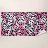 Pink Gothic Skull Pattern Print Strandtuch (Vorderseite)