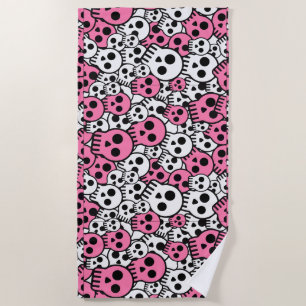 Pink Gothic Skull Pattern Print Strandtuch