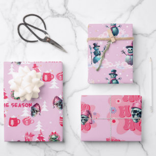 Pink Gothic Weihnachtswrapping Paper Geschenkpapier Set