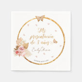 Pink Gown Girl Mi Presentación de 3 Años Spanisch Serviette (Vorderseite)