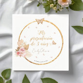 Pink Gown Girl Mi Presentación de 3 Años Spanisch Serviette