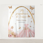 Pink Gown Presentación de 3 Años Spanischer Hinter Wandteppich (Vorderseite)