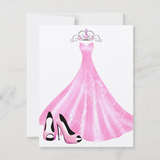Pink Gown Quinceanera Einladung (Rückseite)