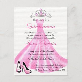 Pink Gown Quinceanera Einladung