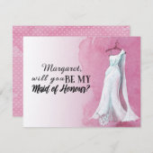 Pink Gown "Werden Sie meine Trauzeugin sein?" Einladung (Vorne/Hinten)