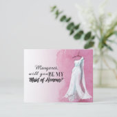 Pink Gown "Werden Sie meine Trauzeugin sein?" Einladung (Stehend Vorderseite)