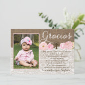 Pink Gracias Bautizo Taufe Vielen Dank Girl Dankeskarte (Stehend Vorderseite)