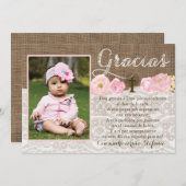 Pink Gracias Bautizo Taufe Vielen Dank Girl Dankeskarte (Vorne/Hinten)