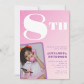 Pink Gradient 8. Geburtstag Einladungen Girl Foto (Vorderseite)