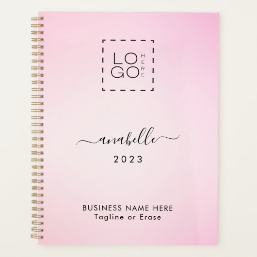 Pink Gradient Add Name Year Custom Square Logo Planer (Vorderseite)