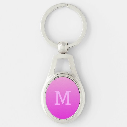 Pink Gradient benutzerdefinierte Monogramm-Schlüss Schlüsselanhänger (Vorderseite)