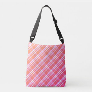 Pink Gradient Big Kariert Crossbody Bag Tragetaschen Mit Langen Trägern