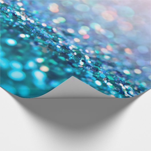 Pink Gradient Blue Aquamarin Sparky Trendy Glitzer Geschenkpapier (Ecke)