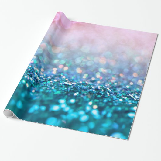 Pink Gradient Blue Aquamarin Sparky Trendy Glitzer Geschenkpapier (Ungerollt)