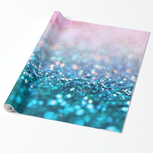 Pink Gradient Blue Aquamarin Sparky Trendy Glitzer Geschenkpapier (Ungerollt)