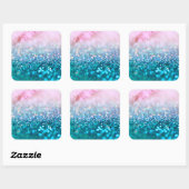 Pink Gradient Blue Aquamarin Sparky Trendy Glitzer Quadratischer Aufkleber (Blatt)