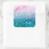 Pink Gradient Blue Aquamarin Sparky Trendy Glitzer Quadratischer Aufkleber (Tasche)