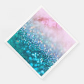 Pink Gradient Blue Aquamarin Sparky Trendy Glitzer Serviette (Ecke)
