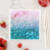 Pink Gradient Blue Aquamarin Sparky Trendy Glitzer Serviette (Beispiel)