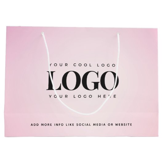 Pink Gradient Custom Add Company Business Logo Große Geschenktüte (Rückseite)