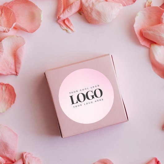 Pink Gradient & Custom Business Rectangle Logo Runder Aufkleber