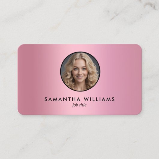 Pink Gradient Custom QR Foto Visitenkarte (Vorderseite)