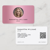 Pink Gradient Custom QR Foto Visitenkarte (Vorne/Hinten)