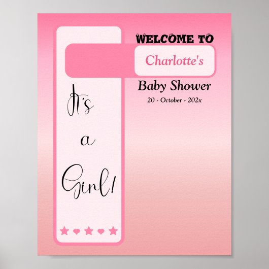 Pink Gradient Cute Eyeball Baby Shower Welcome Poster (Vorne)