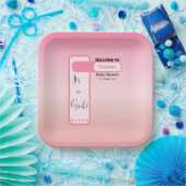 Pink Gradient Cute Eyeball Text Baby Shower Pappteller (Party)