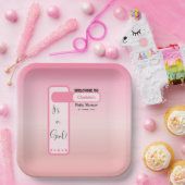 Pink Gradient Cute Eyeball Text Baby Shower Pappteller (Party)