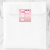 Pink Gradient Cute Eyeball Text Baby Shower Quadratischer Aufkleber (Tasche)