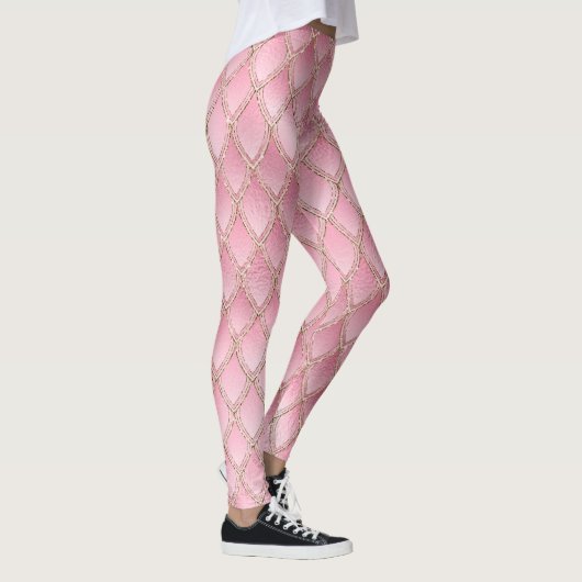 Pink Gradient Dragon skaliert Leggings (Rechts)