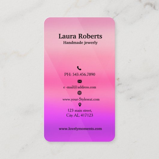 Pink Gradient Earring Display Card |Eigener Schmuc Visitenkarte (Rückseite)