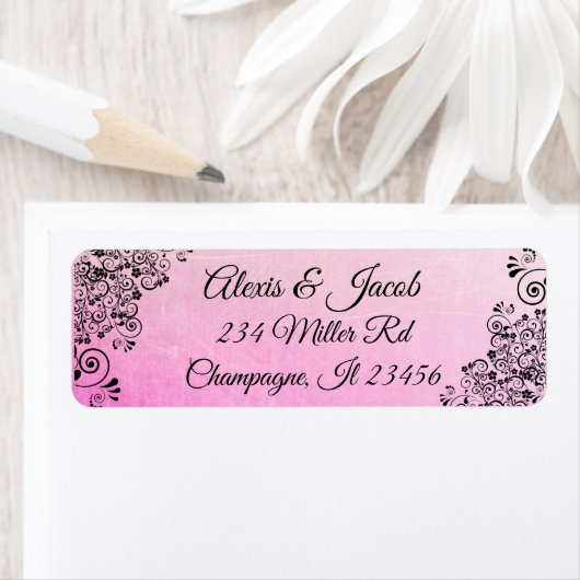 Pink Gradient Elegant Script Return Labels (Insitu)