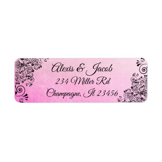 Pink Gradient Elegant Script Return Labels (Vorne)