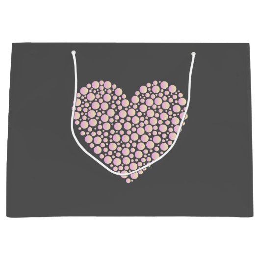 Pink Gradient Heart Circles – Dark Grey Minimal Große Geschenktüte (Vorderseite)