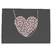 Pink Gradient Heart Circles – Dark Grey Minimal Große Geschenktüte (Rückseite)