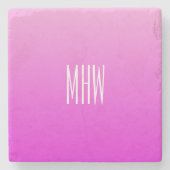 Pink Gradient individuelle Monogramm Stein Unterse Steinuntersetzer (Vorderseite)