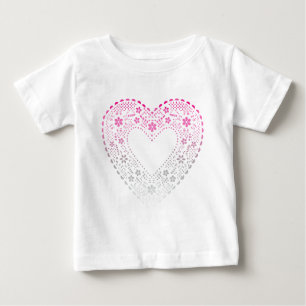Pink Gradient Lace Heart Baby T-shirt
